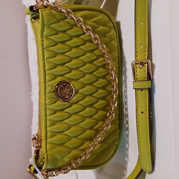 Anne Klein Tropic Chartreuse Mini Quilted Crossbody Bag ⚜️ 👑 ⚜️ - Picture 4 of 13